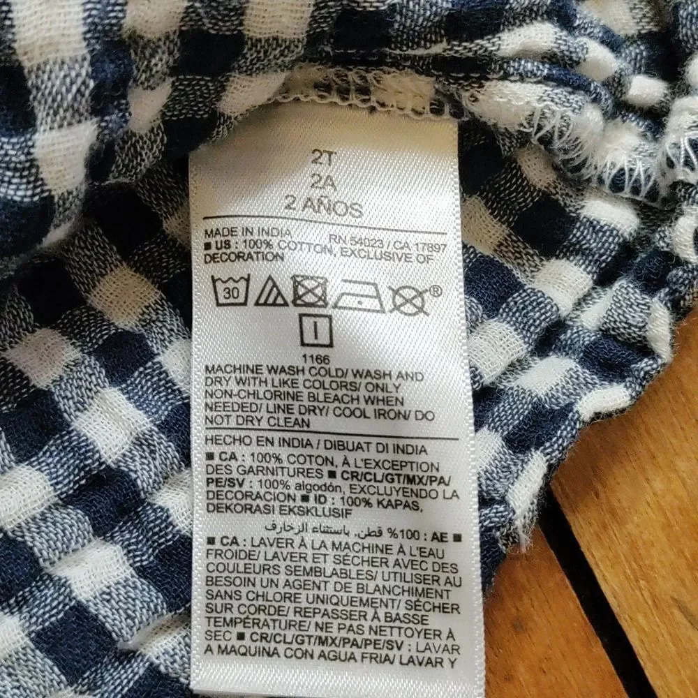 Old Navy Tank Top 2T Blue Gingham Cotton Spring Summer Boho